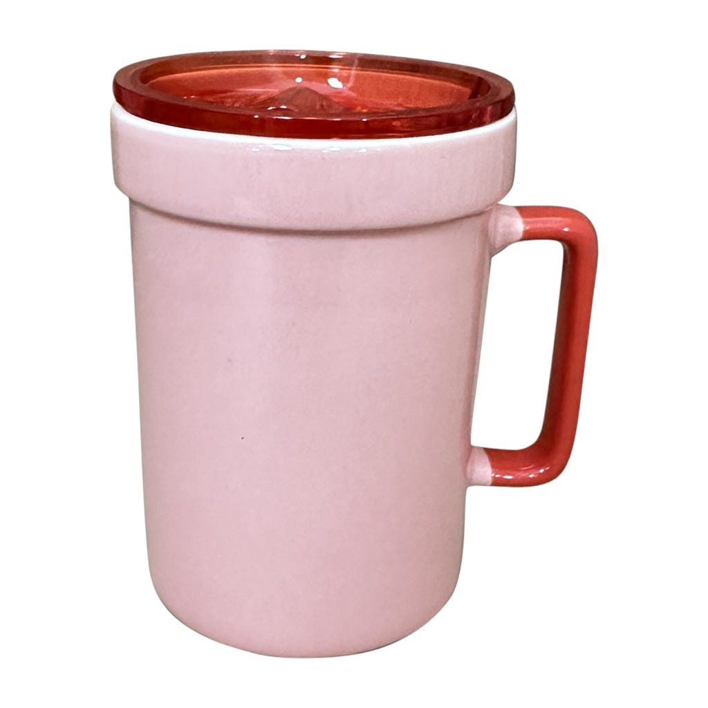 Taza Rosado Con Tapa 13oz