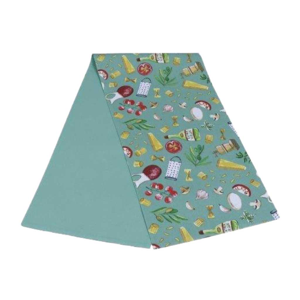 Camino de mesa con estampado de cocina