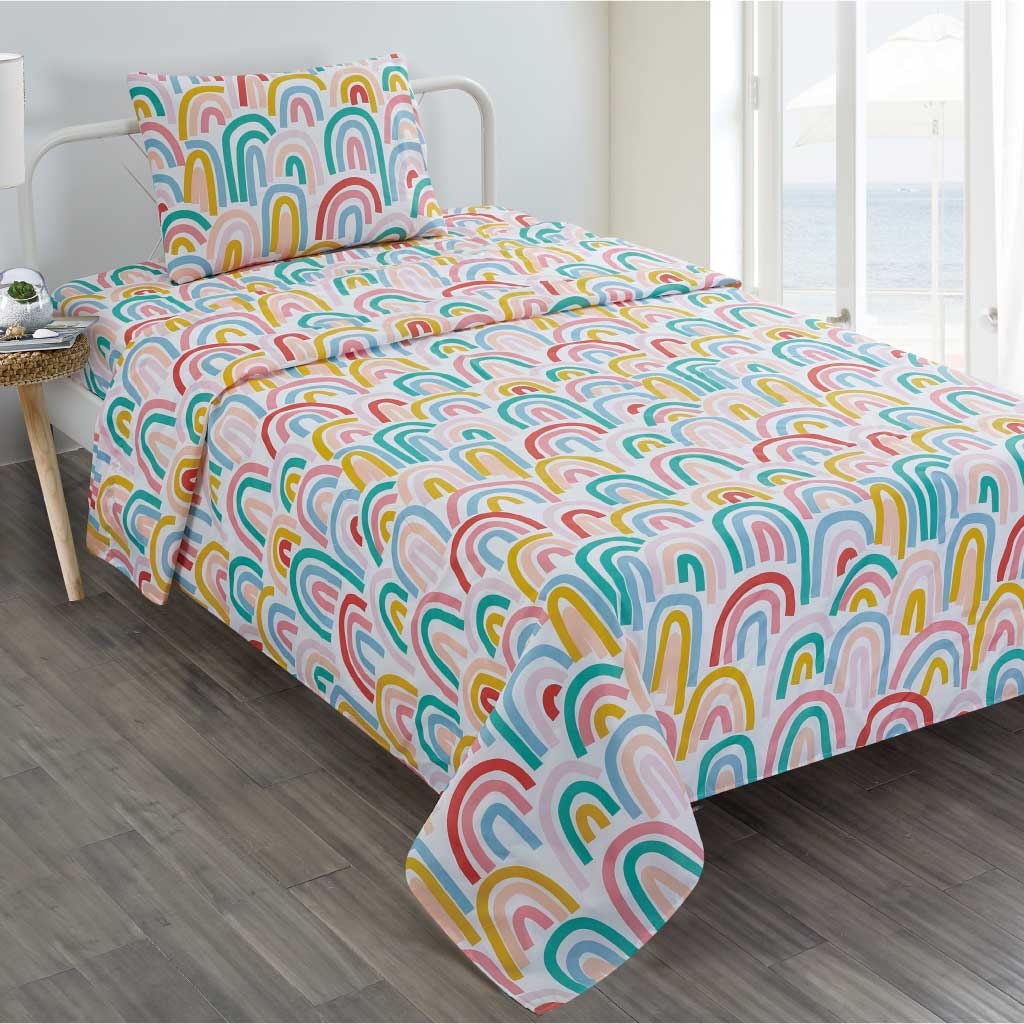 Juego de sabanas infantil con estampado de colores twin