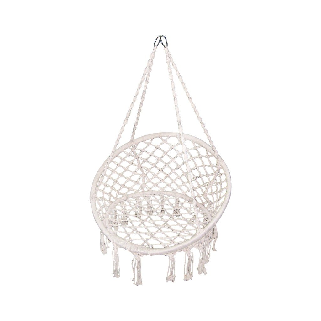 Silla Colgante Crema Con Flecos 80x60x125cm