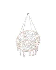 Silla Colgante Crema Con Flecos 80x60x125cm