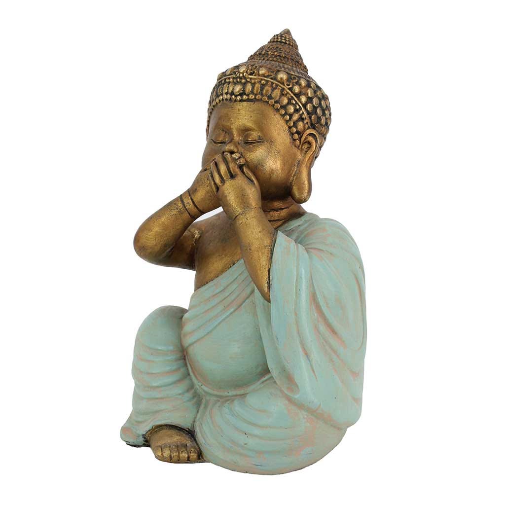 Figura Decorativa De Buda Dorado 11x8.5x17cm
