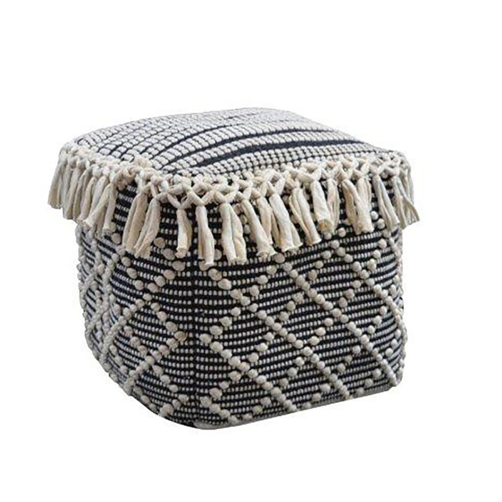 Puff Cuadrado con Estampado Blanco