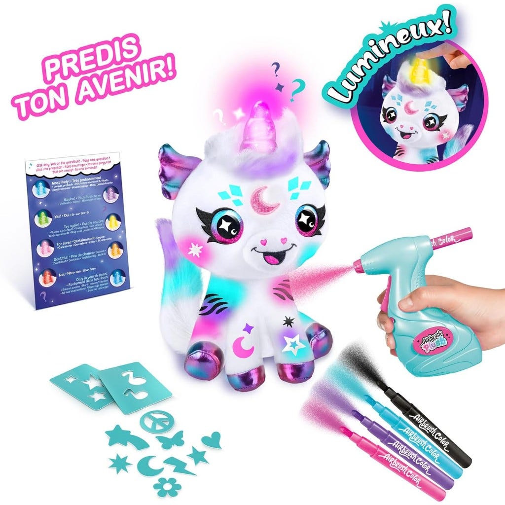 Peluche Unicornio Cósmico Con Luz Y Aerógrafo