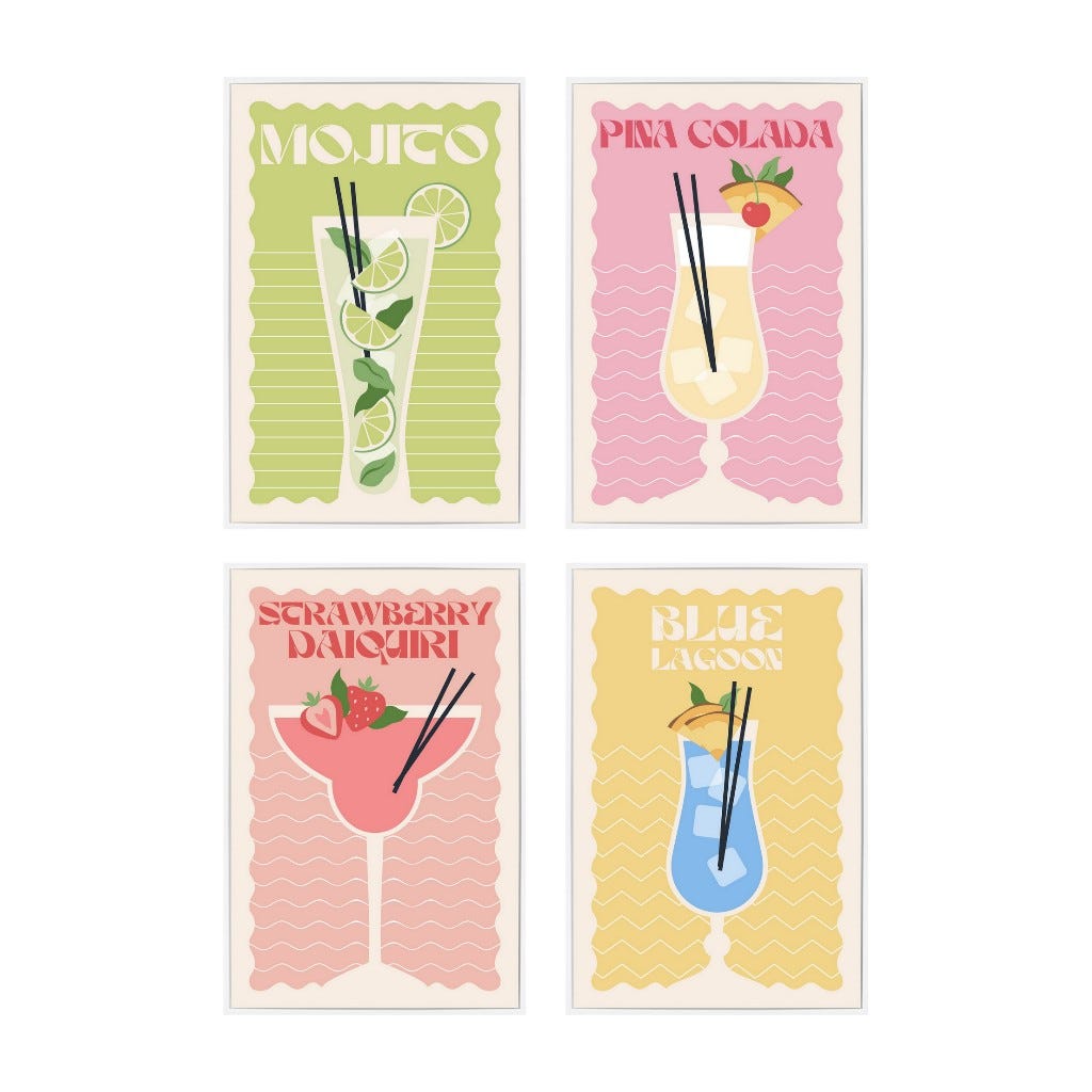 Cuadro De Cocteles Surtidos 20x30x2cm