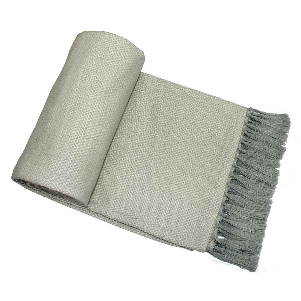 Cubrecama De Algodón Con Flecos Gris 220x240cm