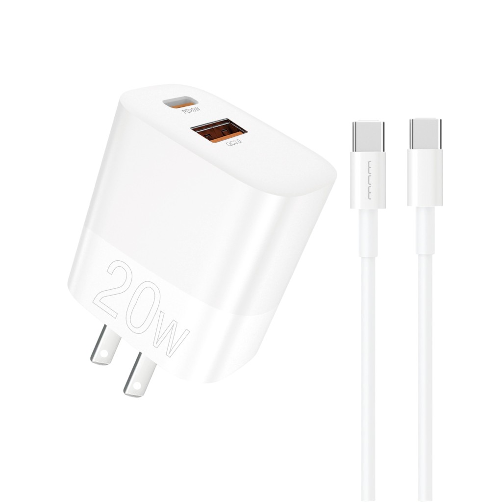 Cargador Rápido Wuw T83 20w Dual USB-A Y USB-C Con Cable
