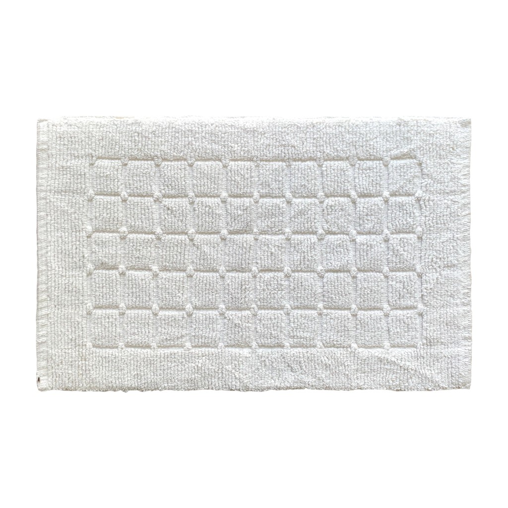 Alfombra Blanca Relieve De Cuadros Blanco