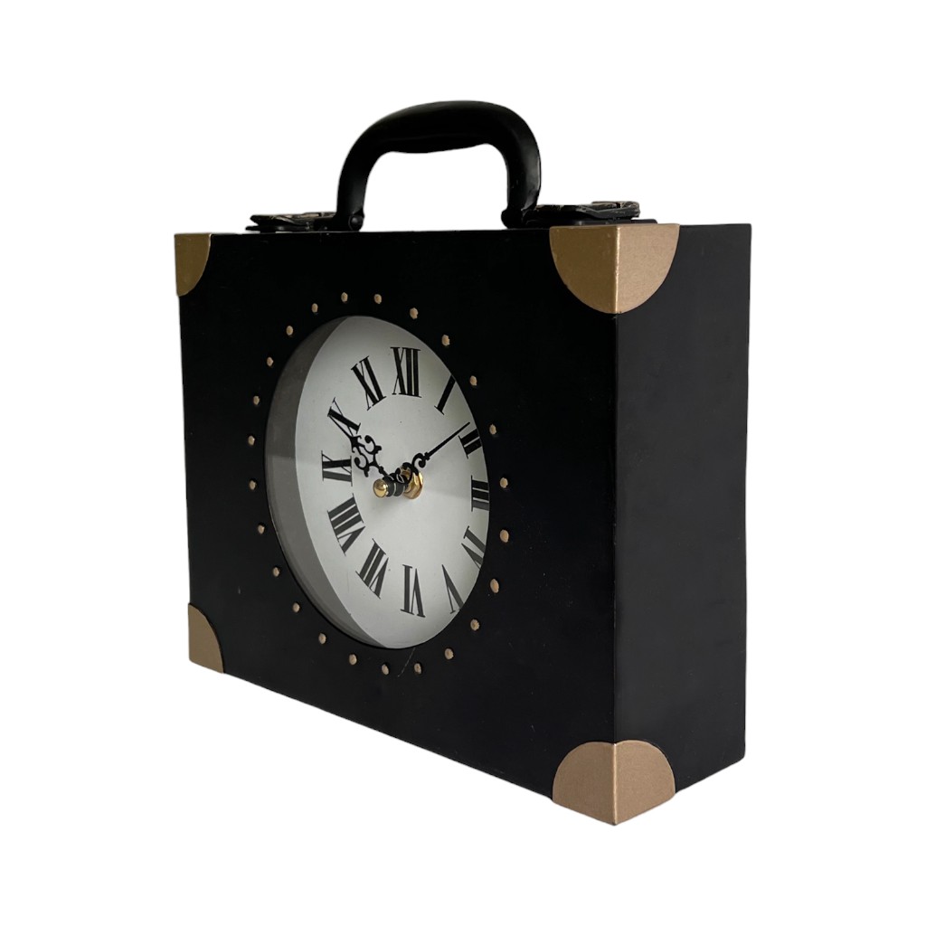 Reloj De Mesa Con Forma Maletín Negro 23X6X23Cm