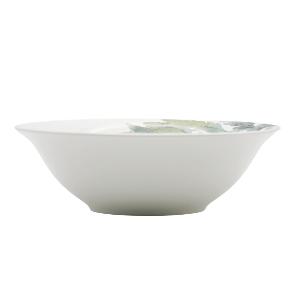 Tazón Blanco Estampado De Hojas Verdes 23Cm
