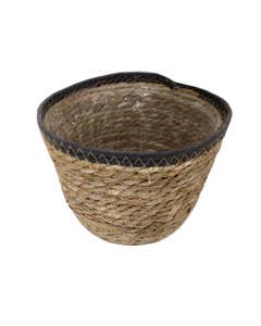 Cesta Redonda Para Plantas Marrón Y Negro 20X16Cm