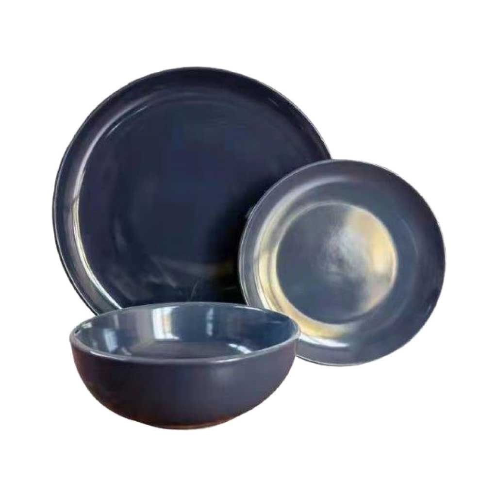 Juego de 12 piezas de vajillas azul oscuro