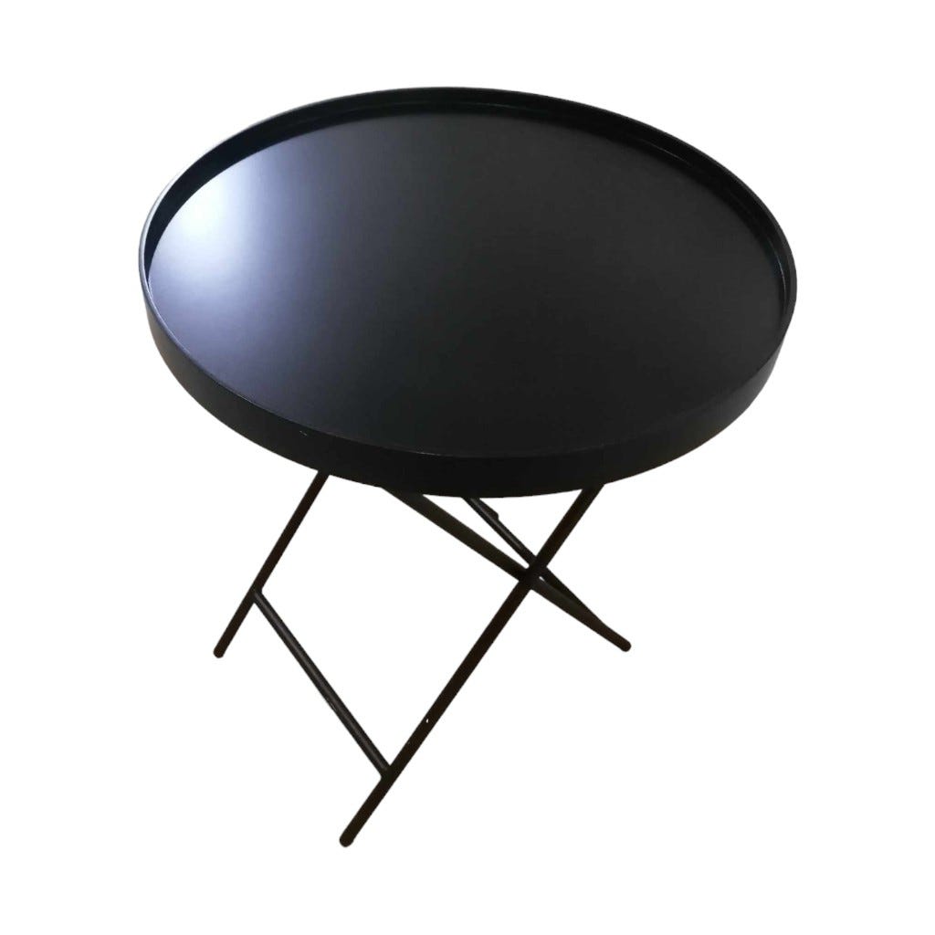 Mesa Redonda Bandeja Lobi Negro 60X60X70Cm