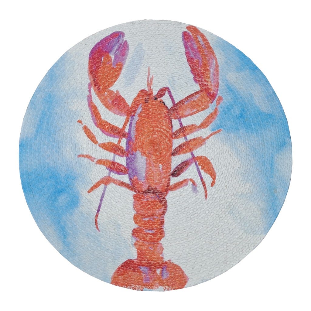 Individual Redondo Estampado De Langosta 38Cm