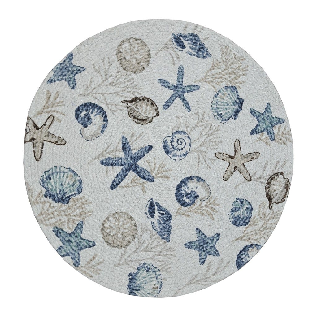 Individual Redondo Estampado De Conchas Marinas 38Cm