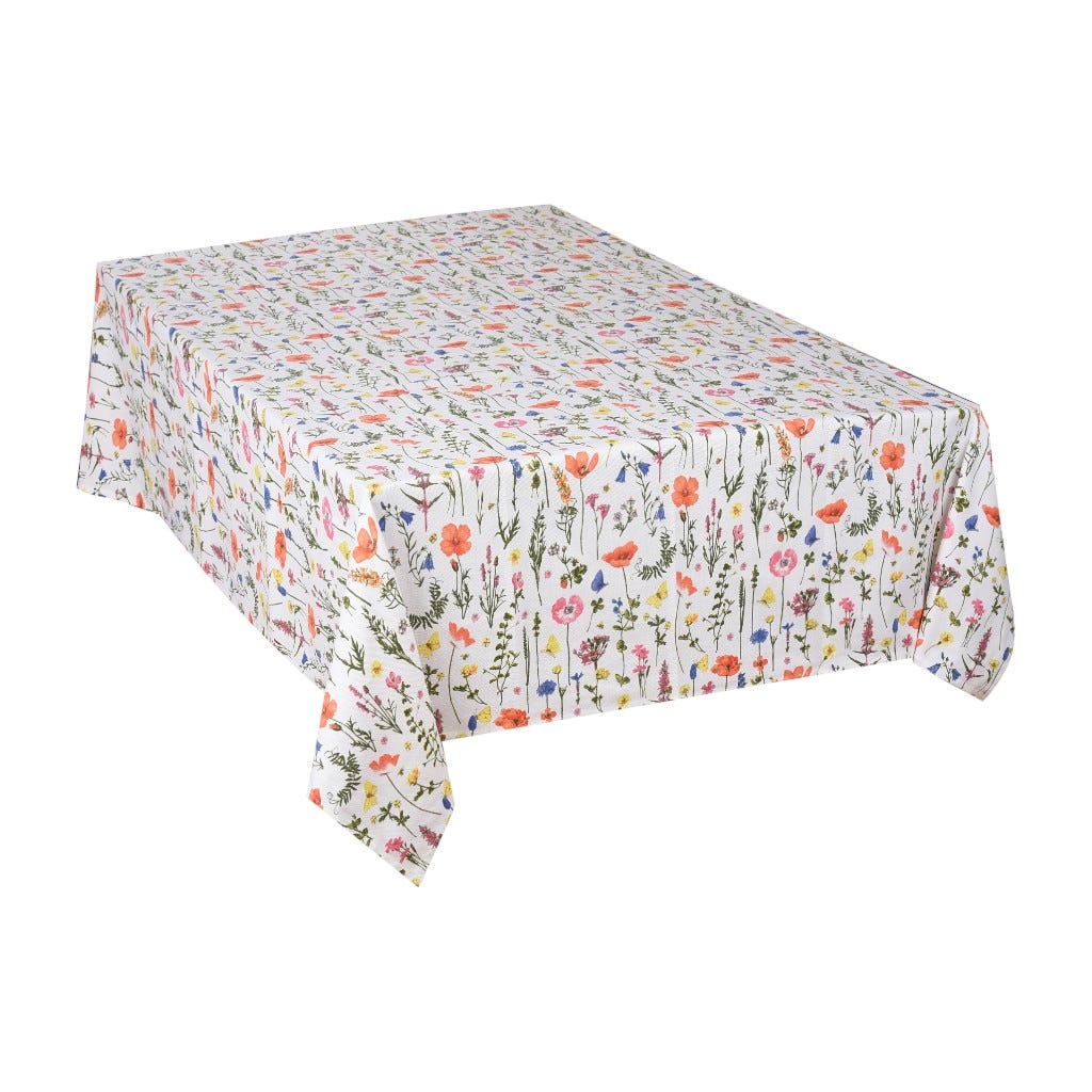 Mantel Blanco Estampado Floral 160X280Cm
