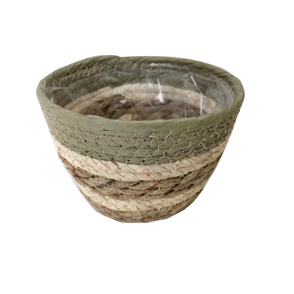 Cesta Para Plantas Marrón Y Verde 15X12Cm