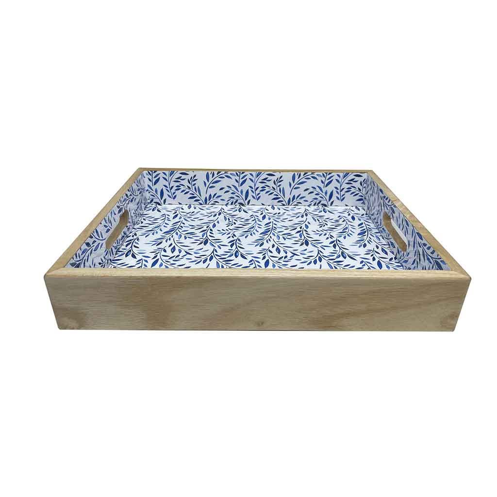 Bandeja Decorativo Con Diseño Azul 38X30.5X6Cm