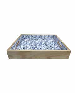 Bandeja Decorativo Con Diseño Azul 38X30.5X6Cm