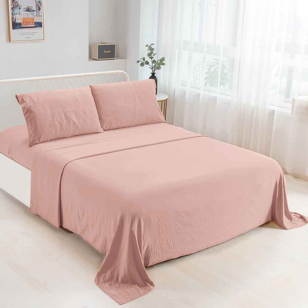 Juego de sábanas king rosa