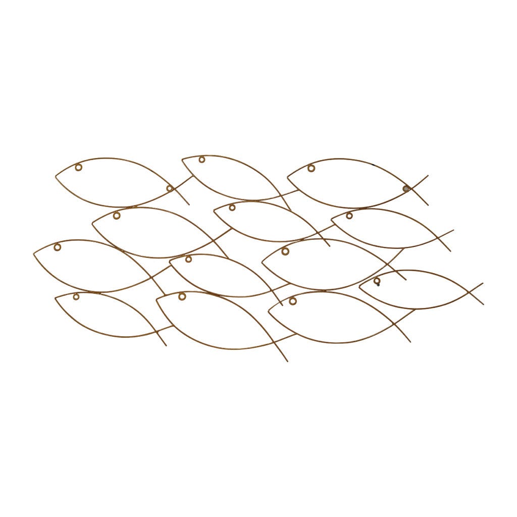 Decoración de pared de peces de metal dorado