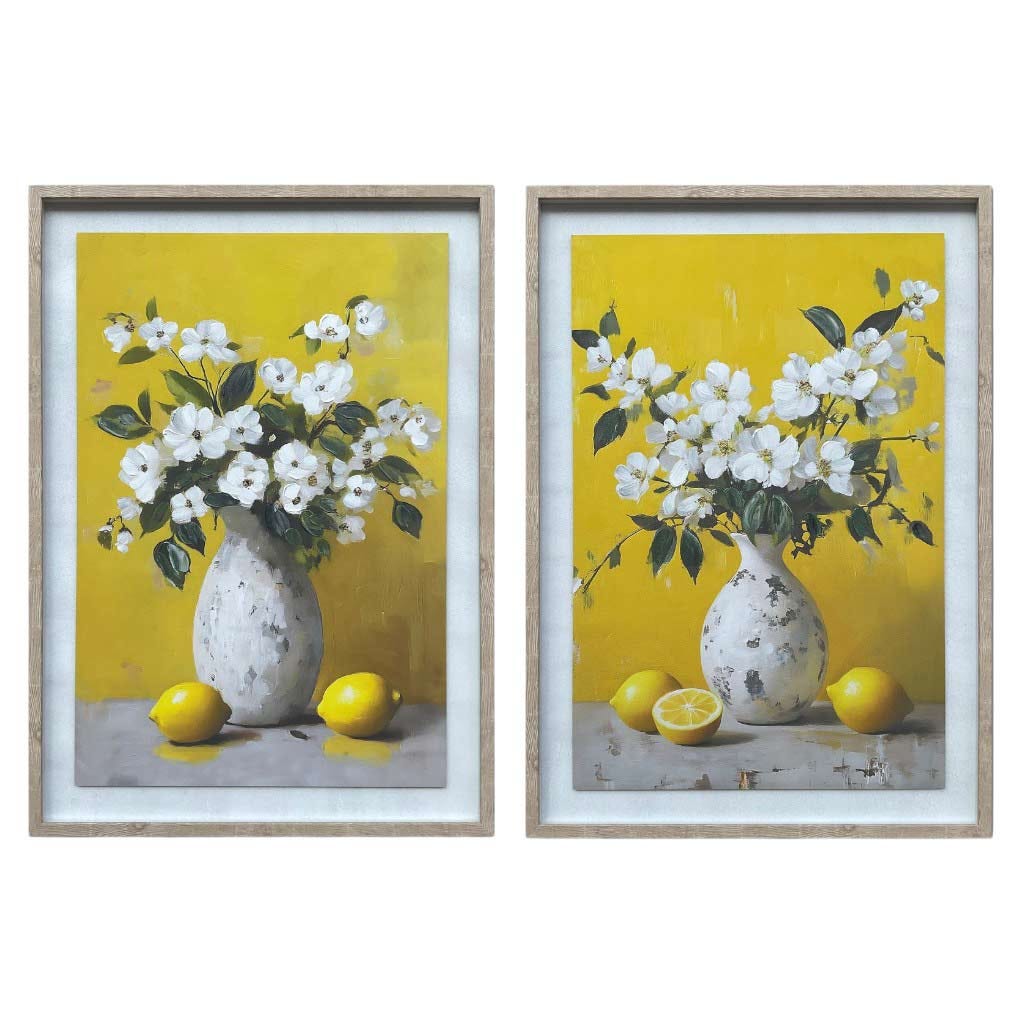 Cuadro Decorativo De Jarrón De Flores Blancas 52x3x72cm Surtidas