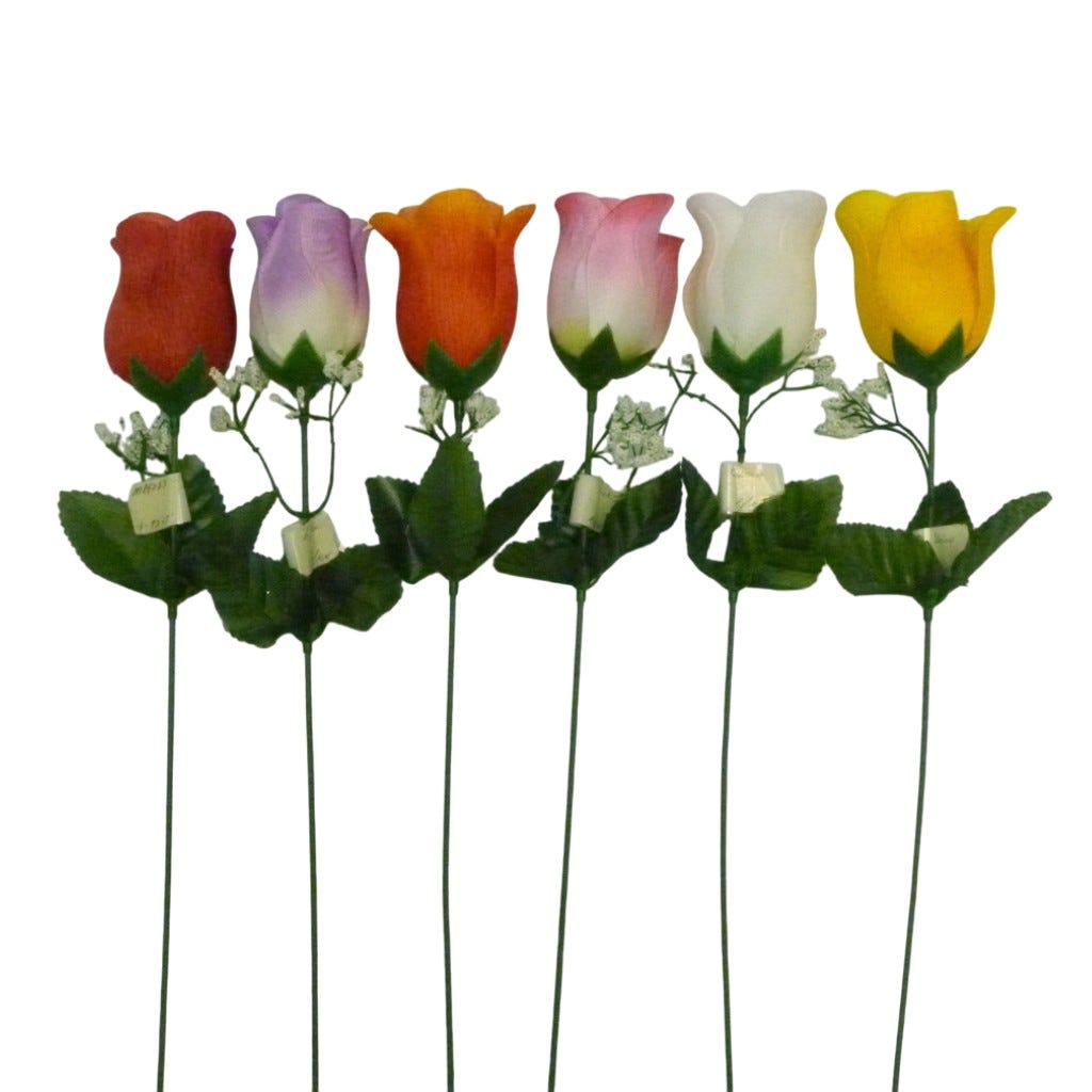 Botón De Rosa Artificial Colores Surtidos 38.1Cm