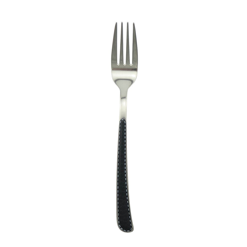 Tenedor individual plateada con mango negro