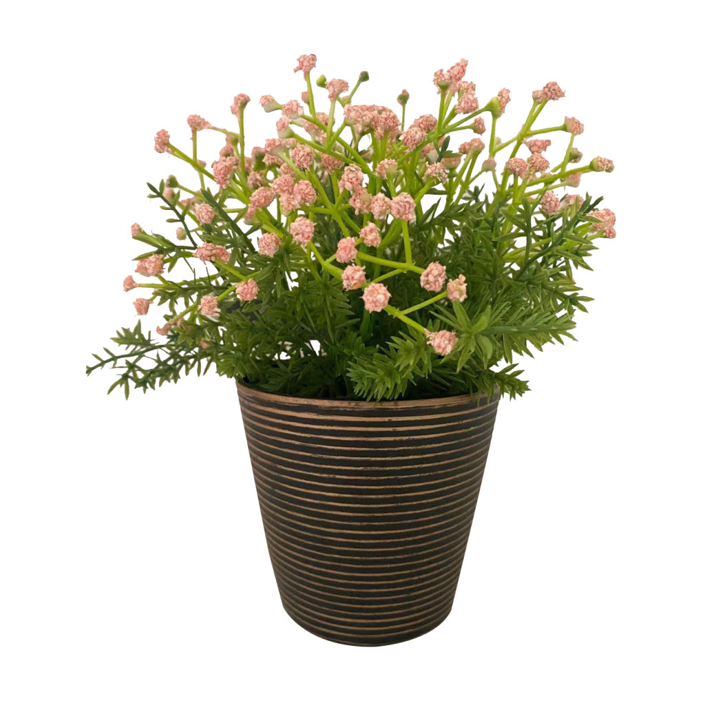 Planta Artificial Con Flores En Maceta