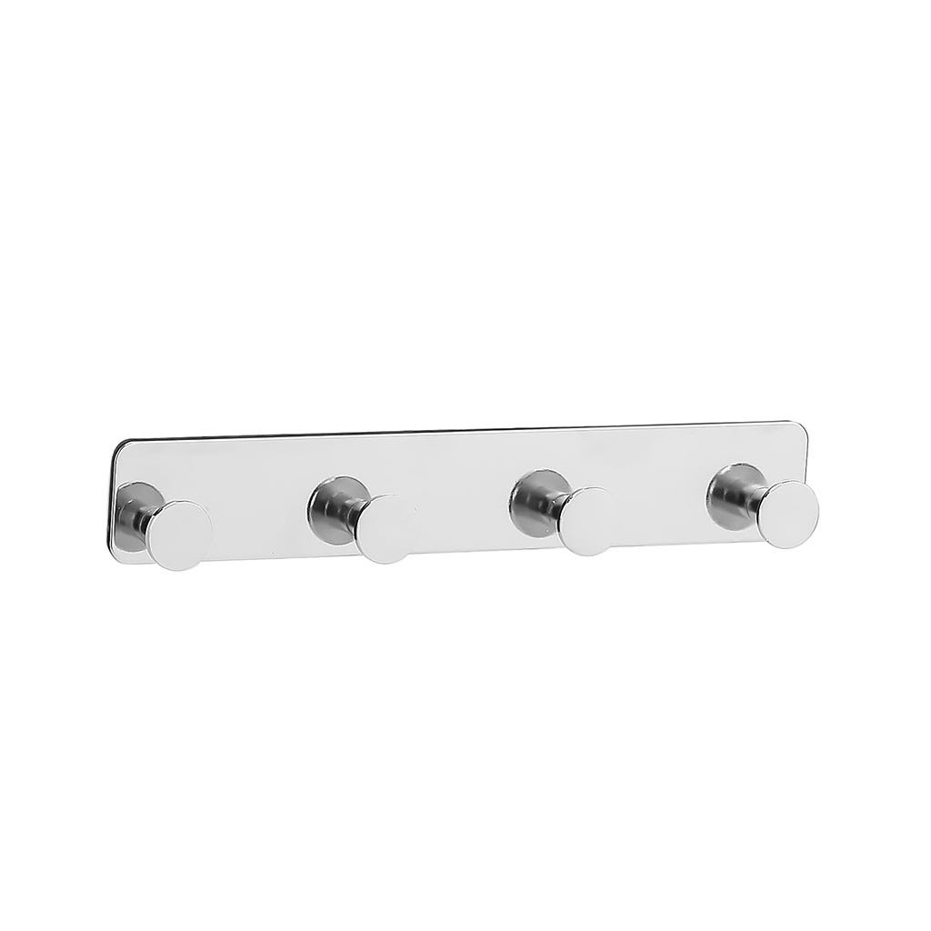 Perchero de pared plateado con cuatro ganchos