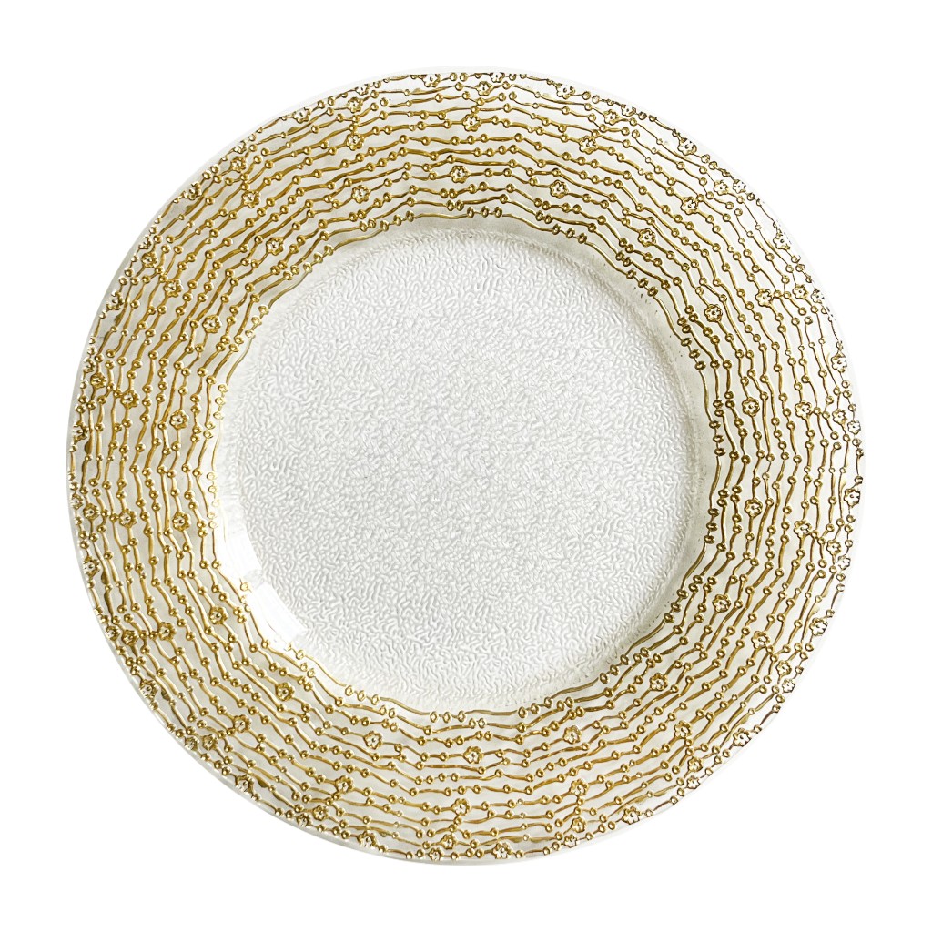Plato De Fondo Con Diseños Dorado 33cm