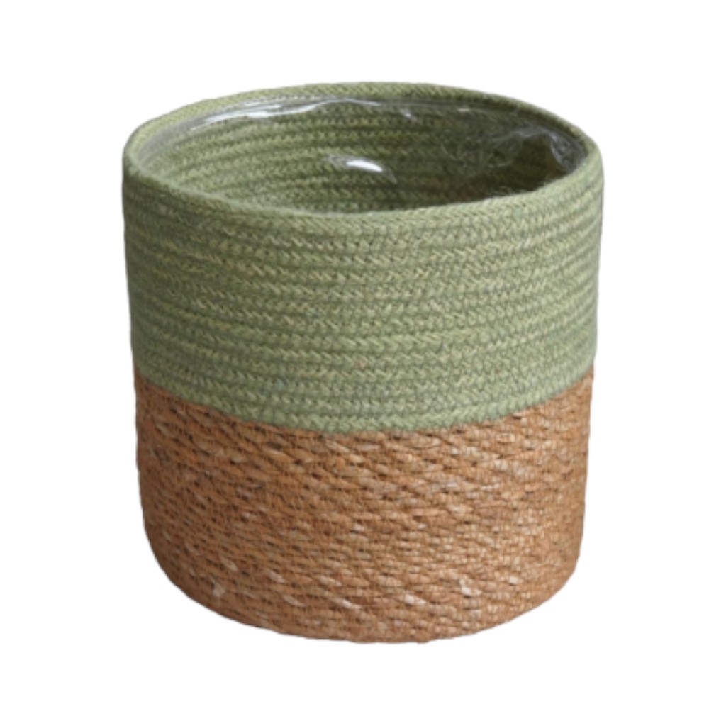 Cesta Para Maceta Marrón Claro Y Verde 18X18Cm