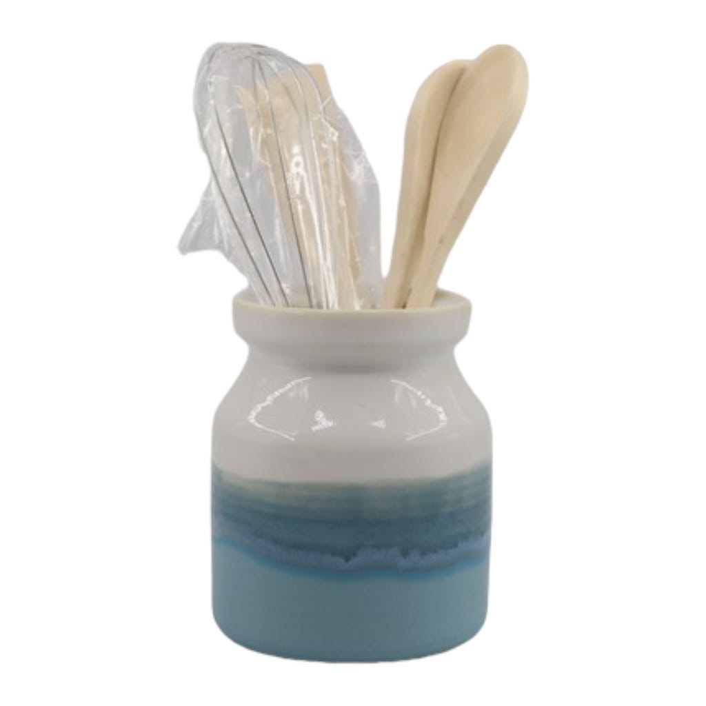 Soporte Con Utensilios De 5Pzs Azul 11Cm