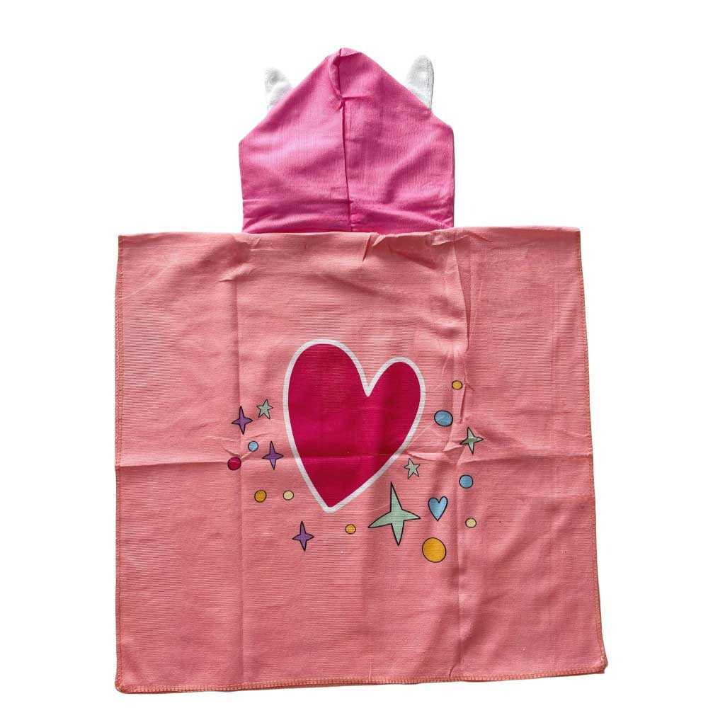 Poncho Para Niños Diseño De Unicornio En Tonos Rosas 60X120Cm