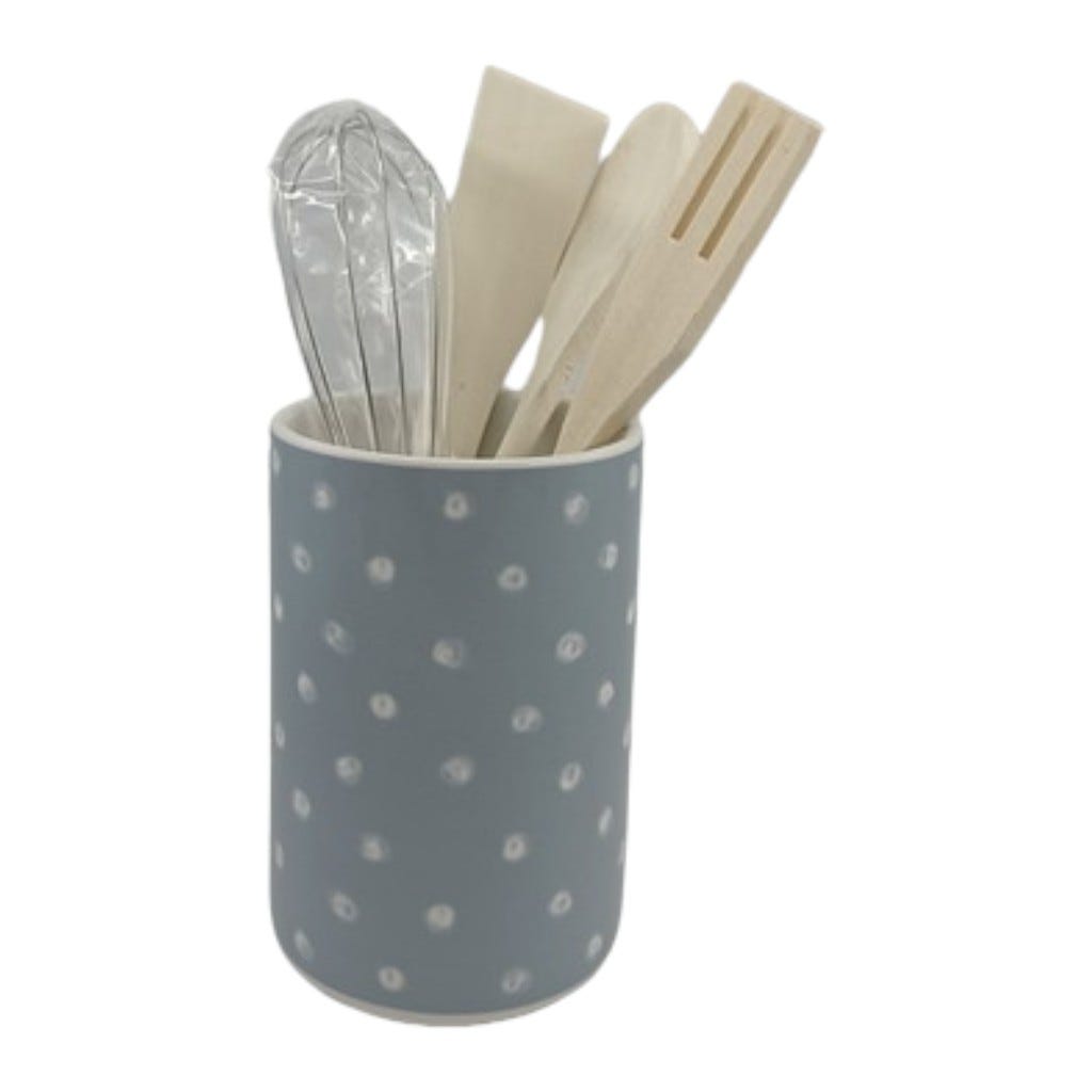 Soporte Con Utensilios Gris De 5Pzs 10.5Cm