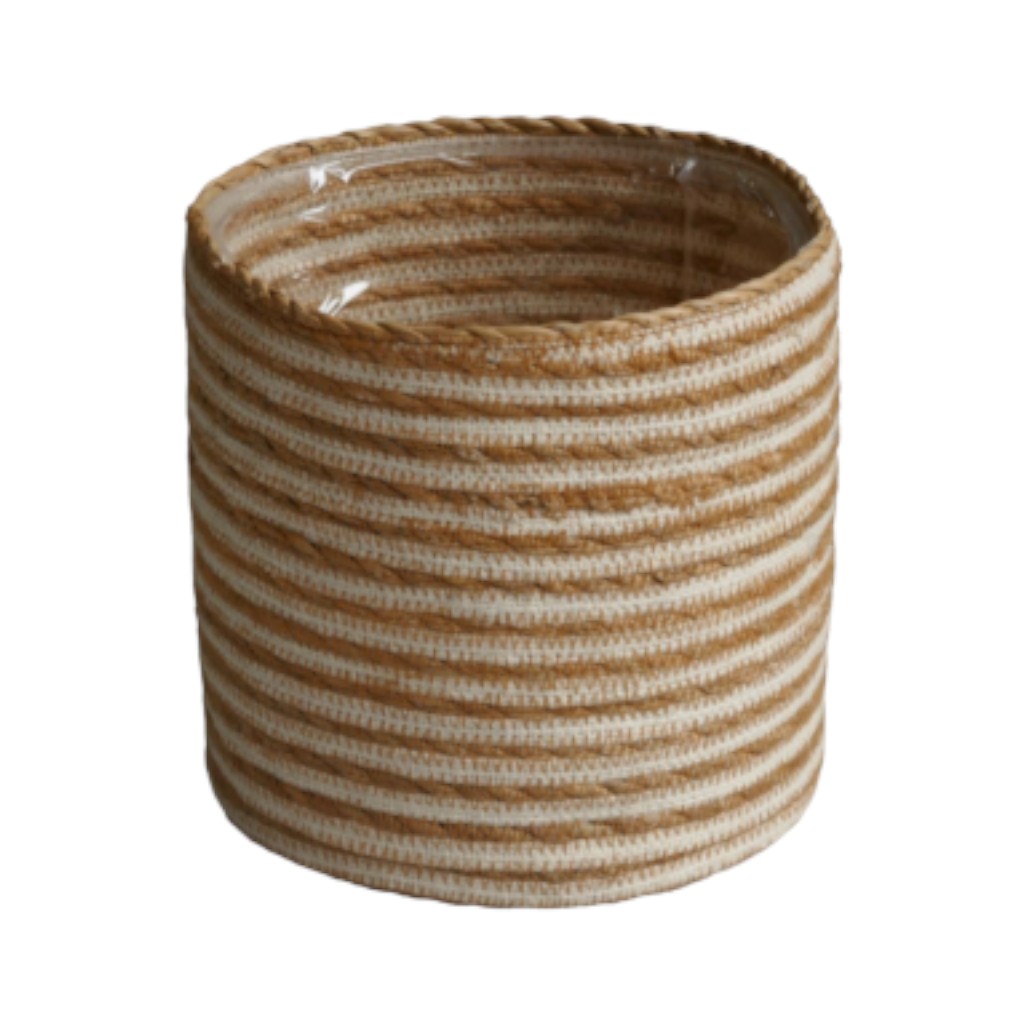 Cesta Para Maceta Marrón Y Blanco 18X18Cm