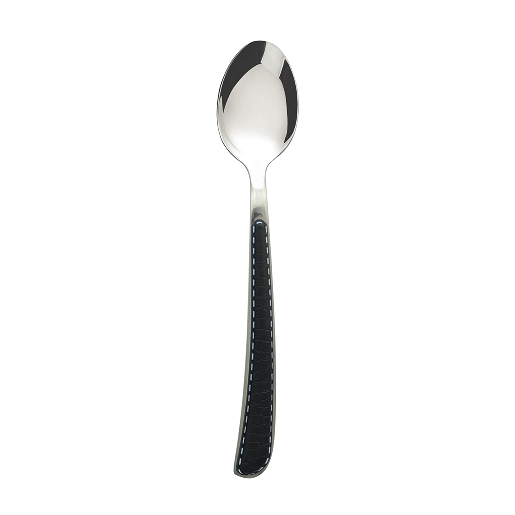 Cuchara de té individual plateado con mango negro