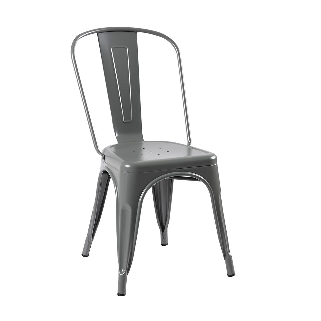Silla comedor de metal gris