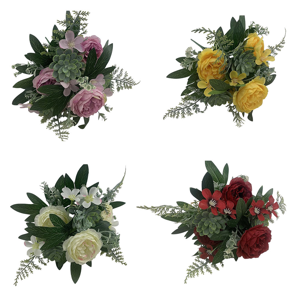 Planta Artificial Ramo De Camelias Colores Surtidos 35cm