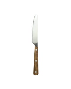 Cuchillo individual plateado con mango de madera