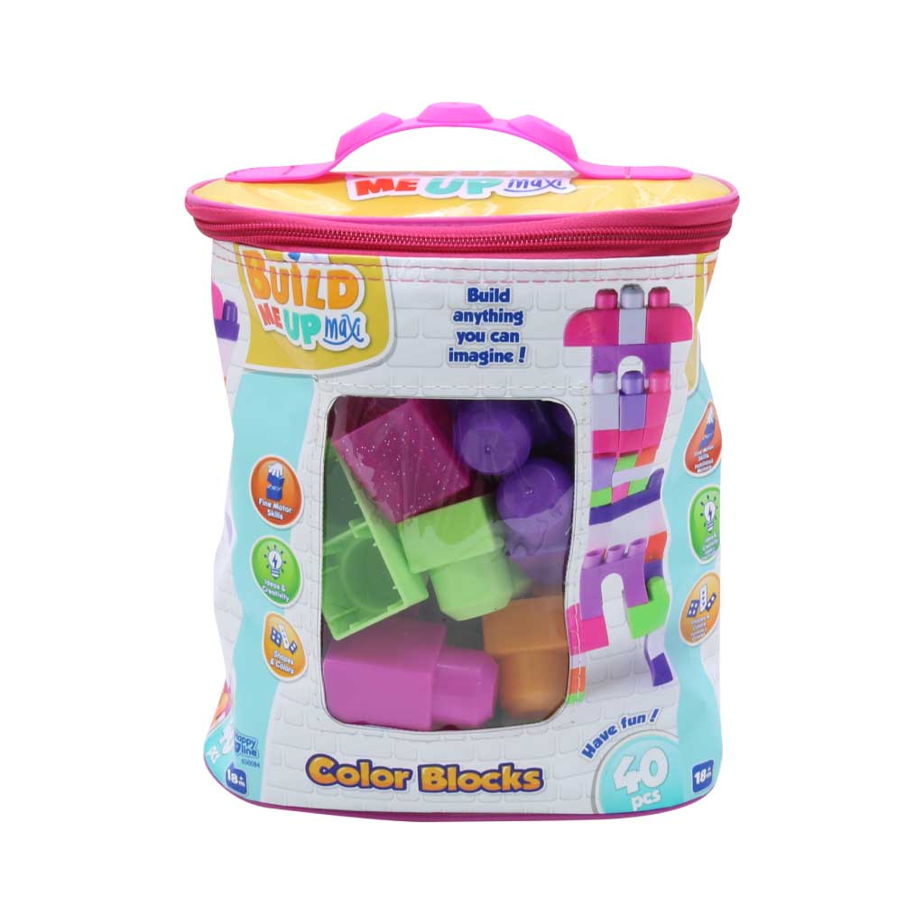 Juego bloques maxi rosa de 40 piezas en bolsa