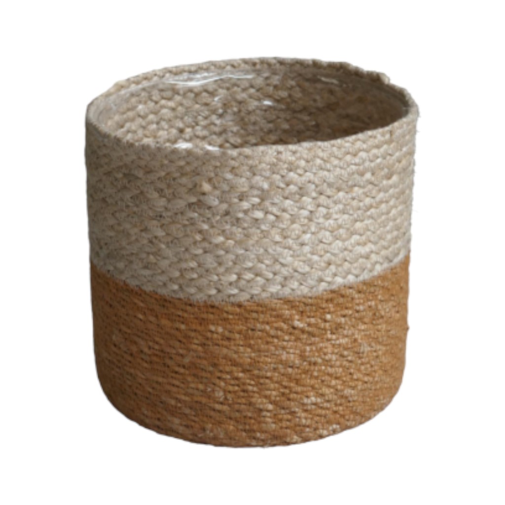 Cesta Para Maceta Marrón Y Beige 18X18Cm