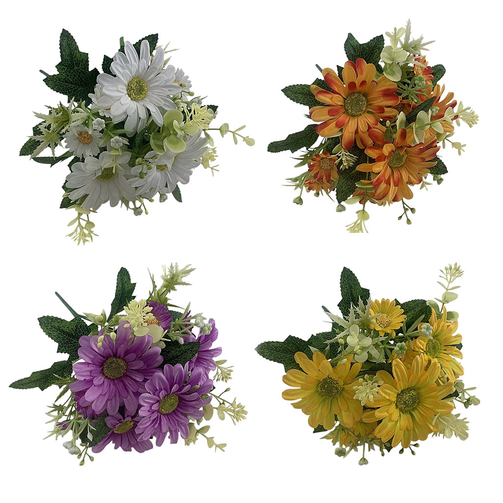 Planta Artificial Ramo De Margaritas Colores Surtidos 35cm