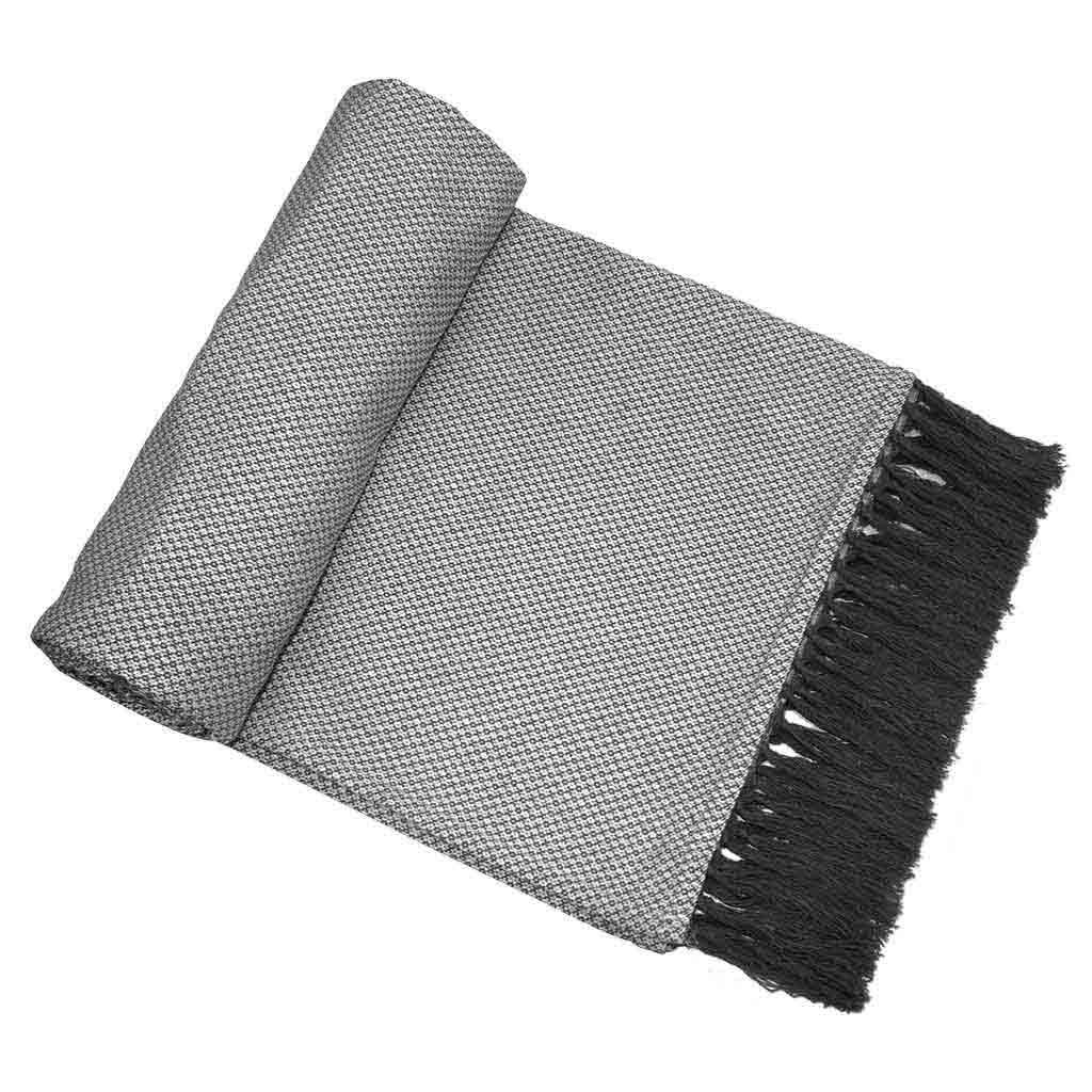 Cubrecama De Algodón Con Flecos Negro 220x260cm