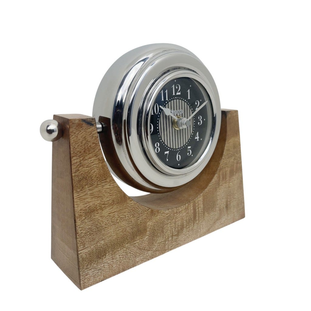 Reloj Plateado De Mesa 19x6x17cm